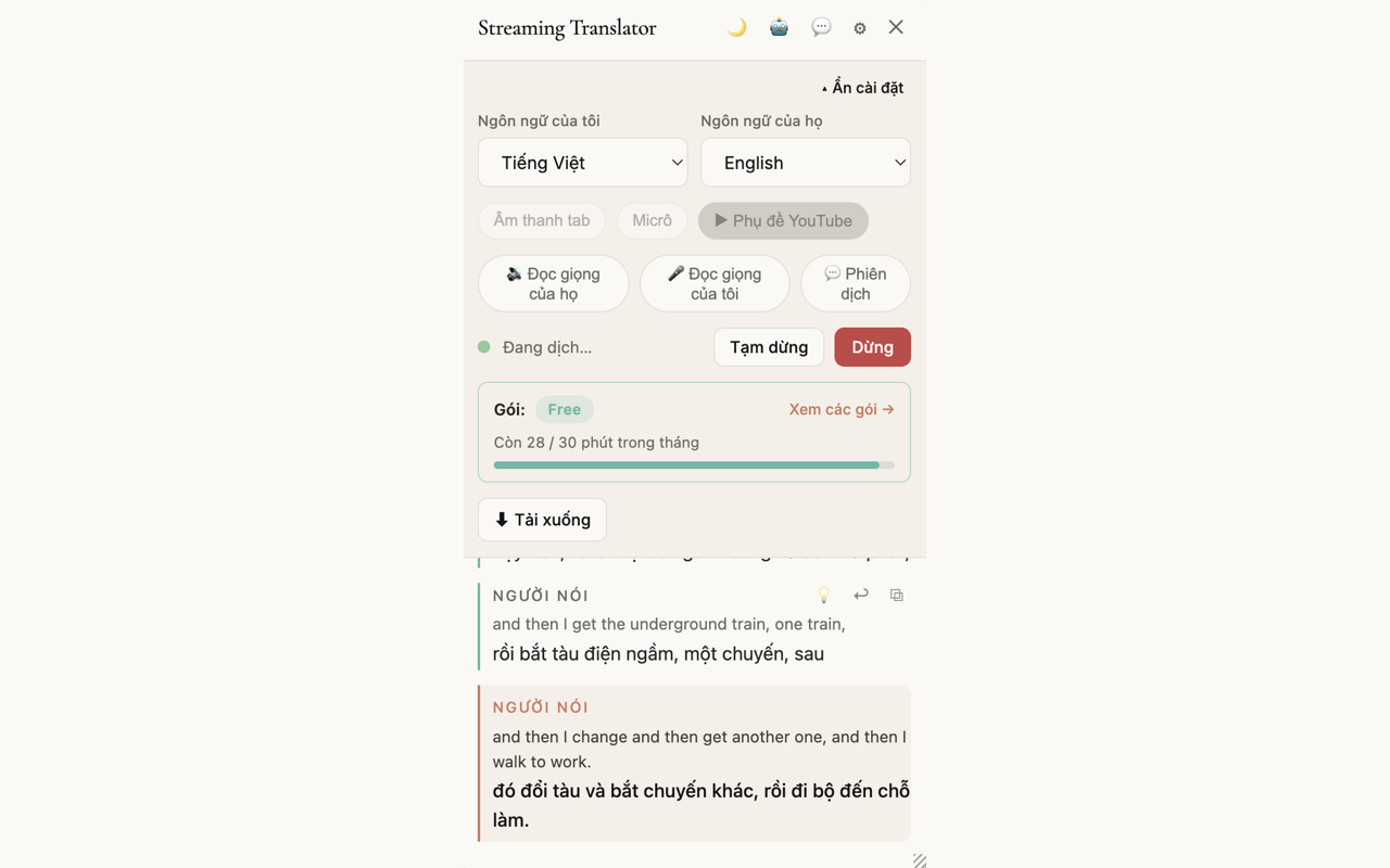 Dịch cuộc họp real-time